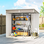 6.5 x 4FT Galvanised Metal Shed with Foundation Kit, Lockable Tool Garden Shed with Double Sliding Doors, Vents Wood Effect Outsunny