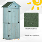 Garden Shed Vertical Utility 3 Shelves Shed Wood Outdoor Garden Tool Storage Unit Storage Cabinet, 77 x 54.2 x 179cm Outsunny