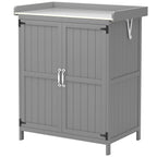 Wooden Garden Shed, Garden Tool Storage Shed with Hinged Roof and Shelf, Outdoor Storage Cabinet with Double Doors Outsunny