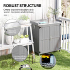 Wooden Garden Shed, Garden Tool Storage Shed with Hinged Roof and Shelf, Outdoor Storage Cabinet with Double Doors Outsunny