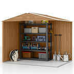 8x6 Metal Storage Shed Galvanised Steel Frame with Sloped Roof & Double Door for Homeowners, Brown Outsunny