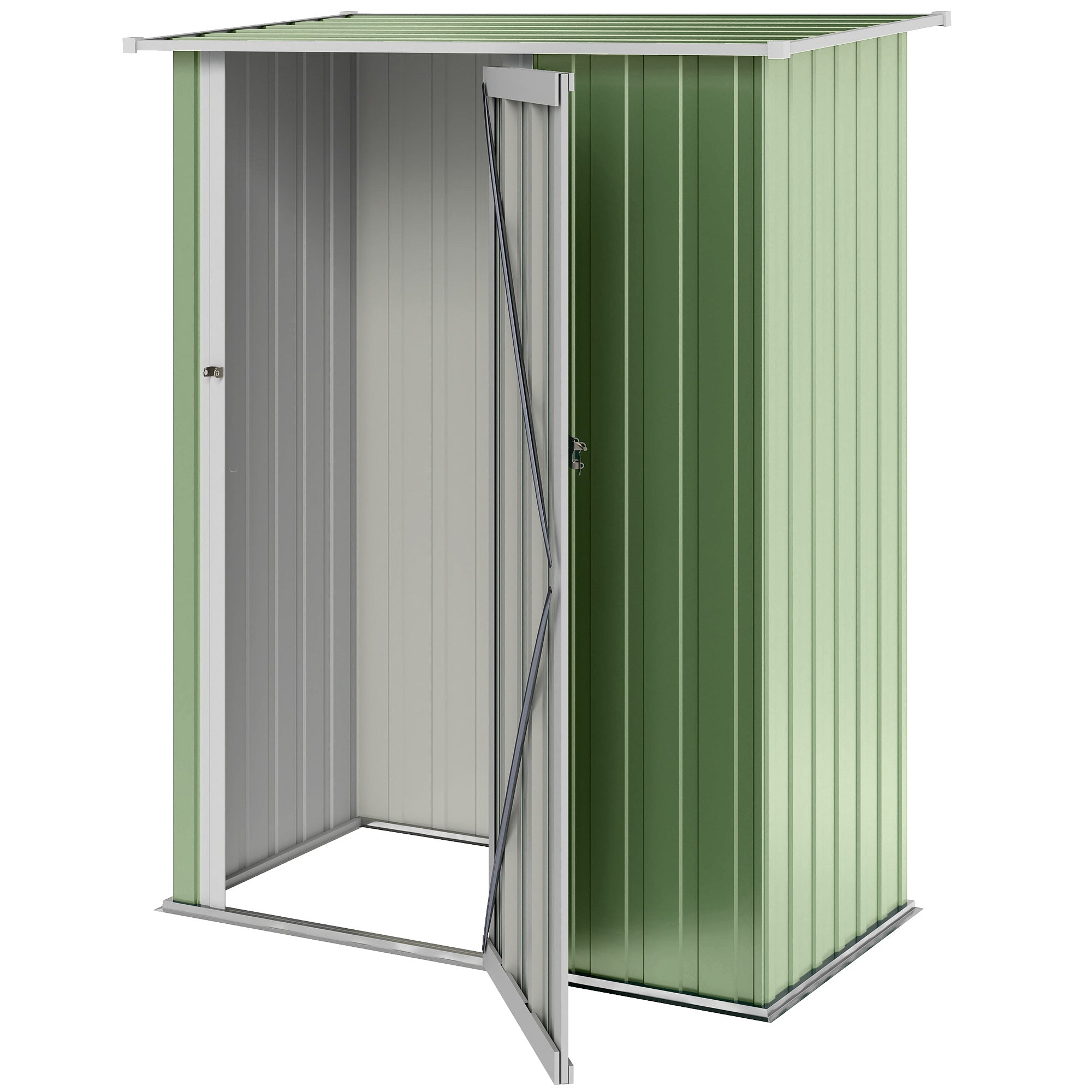 5ft x 3ft Metal Garden Storage Shed, Outdoor Tool Shed with Sloped Roof, Lockable Door for Tools, Equipment Outsunny