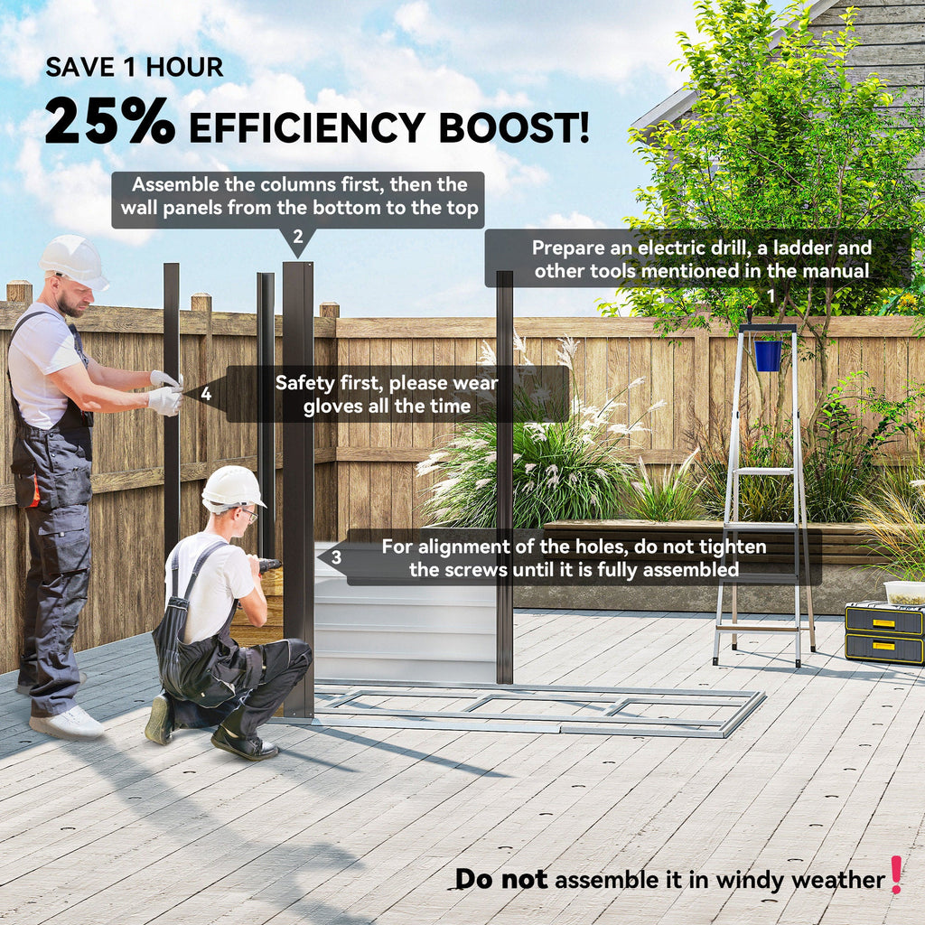 7 x 4ft Garden Shed, Easy to Assemble, Upgraded Galvanised Steel Frame with Foundation Kit, Double Doors with Lock, Outdoor Metal Shed with Vents and Gloves, Garden Storage Shed, Natural Outsunny