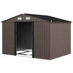 9 x 6ft Metal Garden Shed, Outdoor Storage Tool House with Ventilation Slots, Foundation Kit and Lockable Double Doors Outsunny