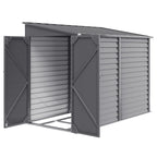 5 x 9ft Galvanised Metal Garden Shed with Foundation Kit, Outdoor Lean-to Shed, Tool Storage House with Lockable Doors, Gloves and 2 Air Vents for Patio Outsunny