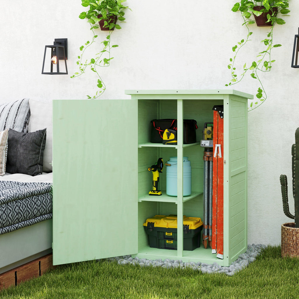 Wooden Small Shed, Garden Storage Shed with Shelves and Bolt Latch, 75L x 56W x115H cm Outsunny