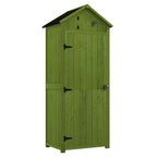 Small Shed, Tall Slim Wooden Garden Shed with 3 Removable Shelves and Roof Hatch, Compact Outdoor Tool Storage Cabinet with Asphalt Roof and Door Latch, 77 x 54.2 x 179 cm Outsunny
