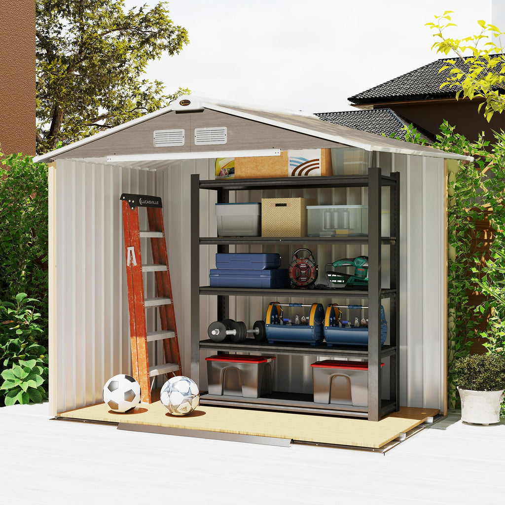 7 x 4ft Metal Garden Storage Shed with Vents, Floor Foundation Kit and Lockable Double Doors Outsunny