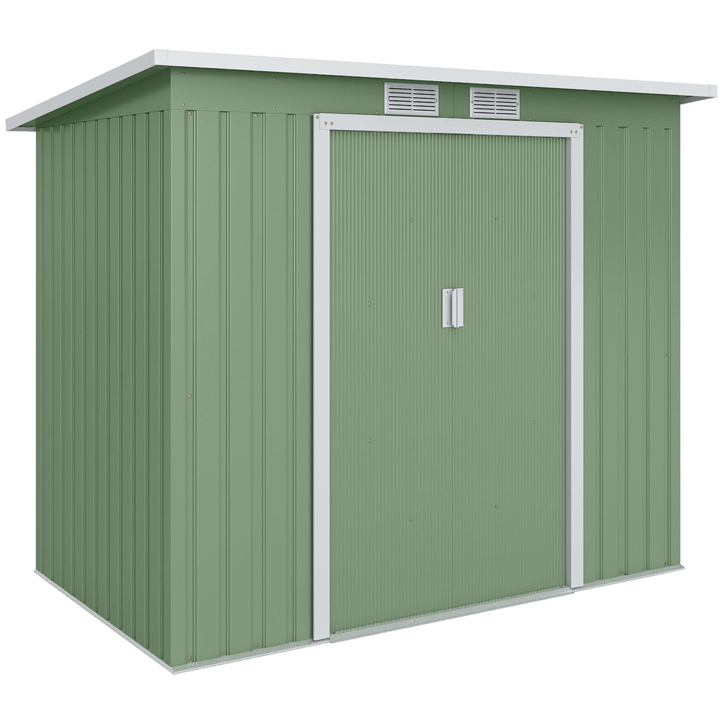 7 x 4ft Galvanised Steel Garden Shed, with Foundation Kit Outsunny