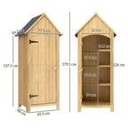 Small Shed, Wooden Garden Storage Shed with 3 Shelves, Outdoor Tool Storage Cabinet with Tilt Roof and Lockable Door, 77.5 x 54.2 x 179.5 cm, Natural Outsunny
