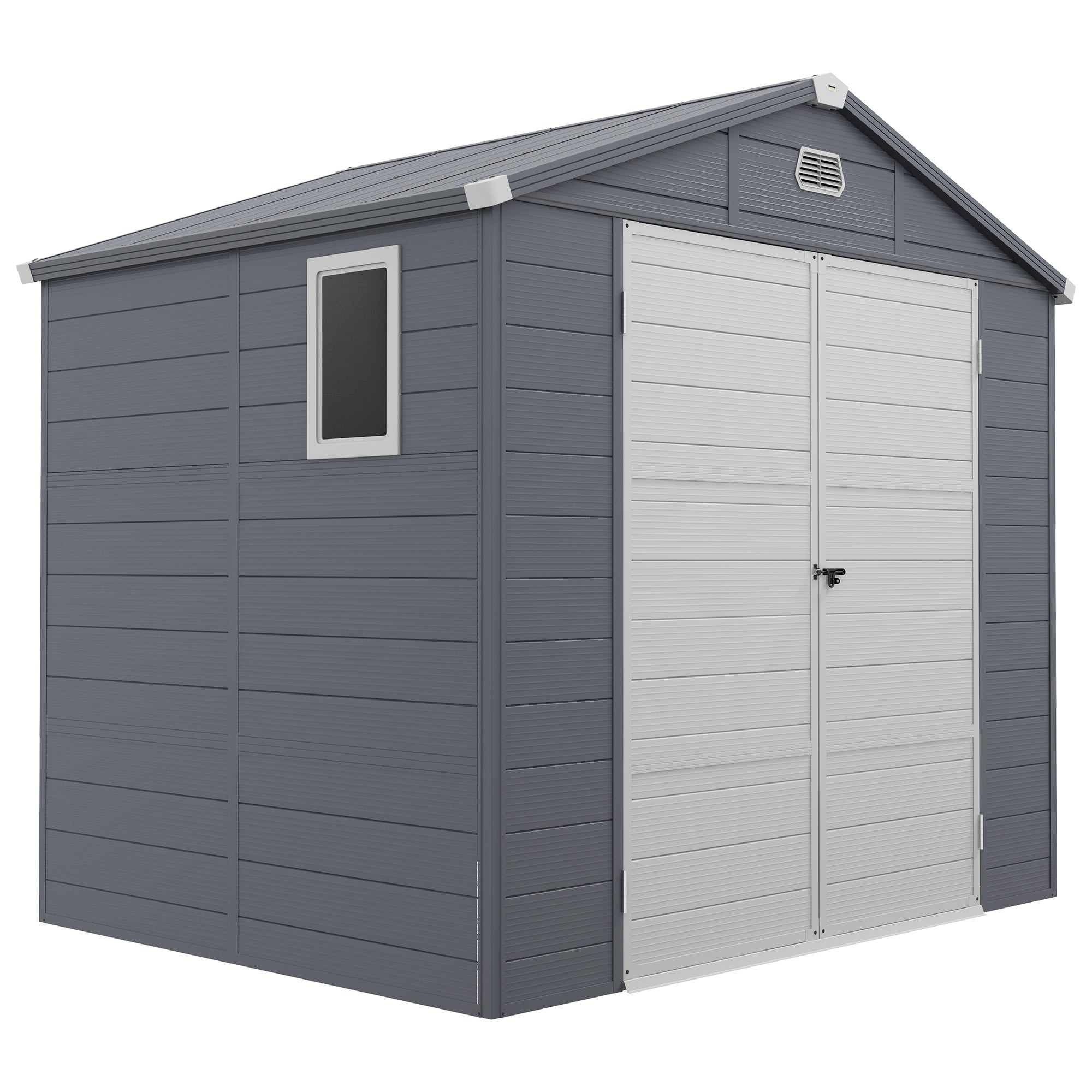 7.9ft x 6.2ft Aluminium Frame and Plastic Wall Shed, with Foundation Outsunny