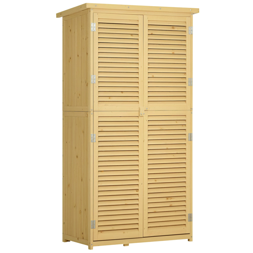 87 x 47 x 160cm Wooden Garden Shed, Sheds & Outdoor Storage with Asphalt Roof and 2 Lockable Doors, Natural Outsunny