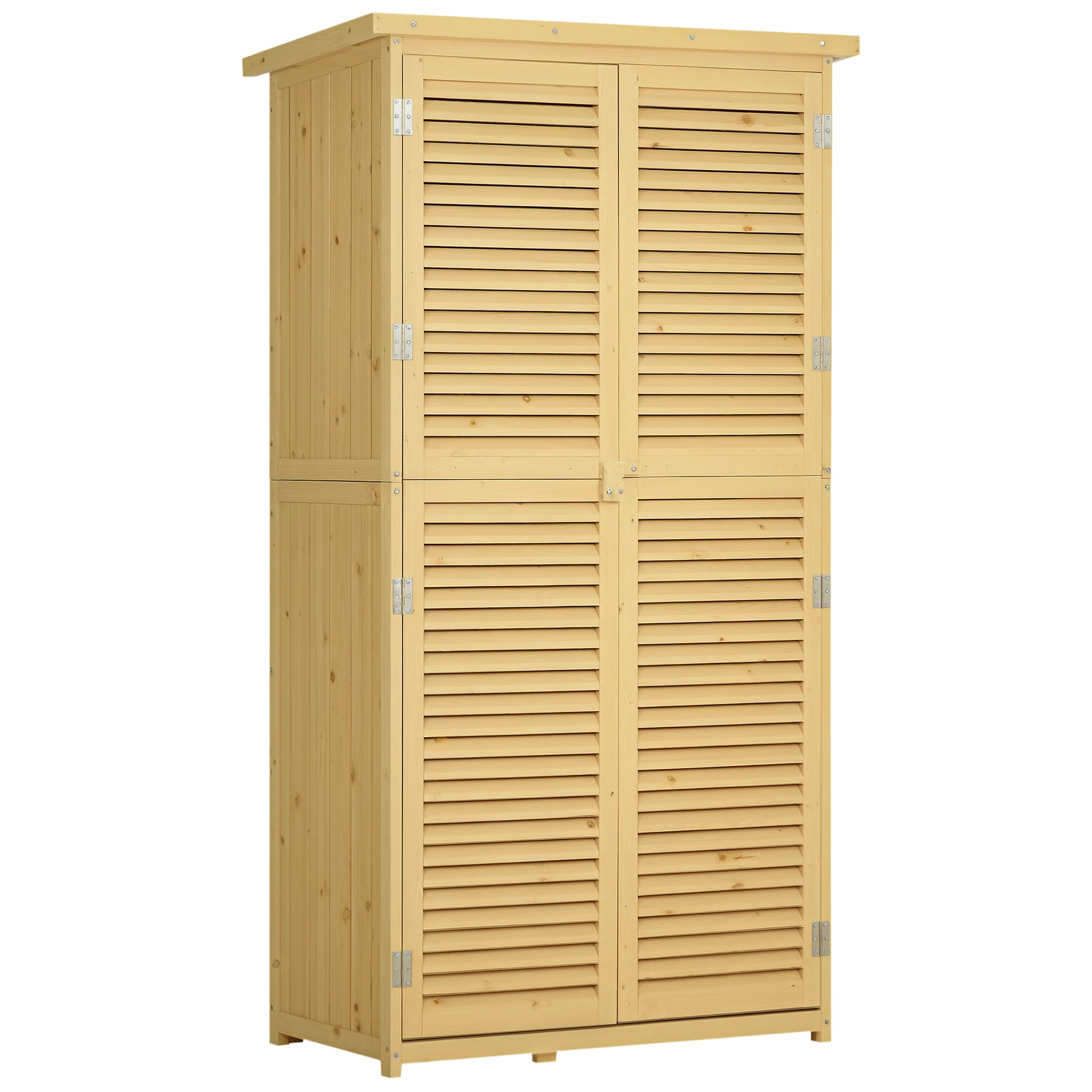 87 x 47 x 160cm Wooden Garden Shed, Sheds & Outdoor Storage with Asphalt Roof and 2 Lockable Doors, Natural Outsunny